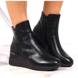 Negro Botas cuña mujer insuladas Jezzi JEZ372 6