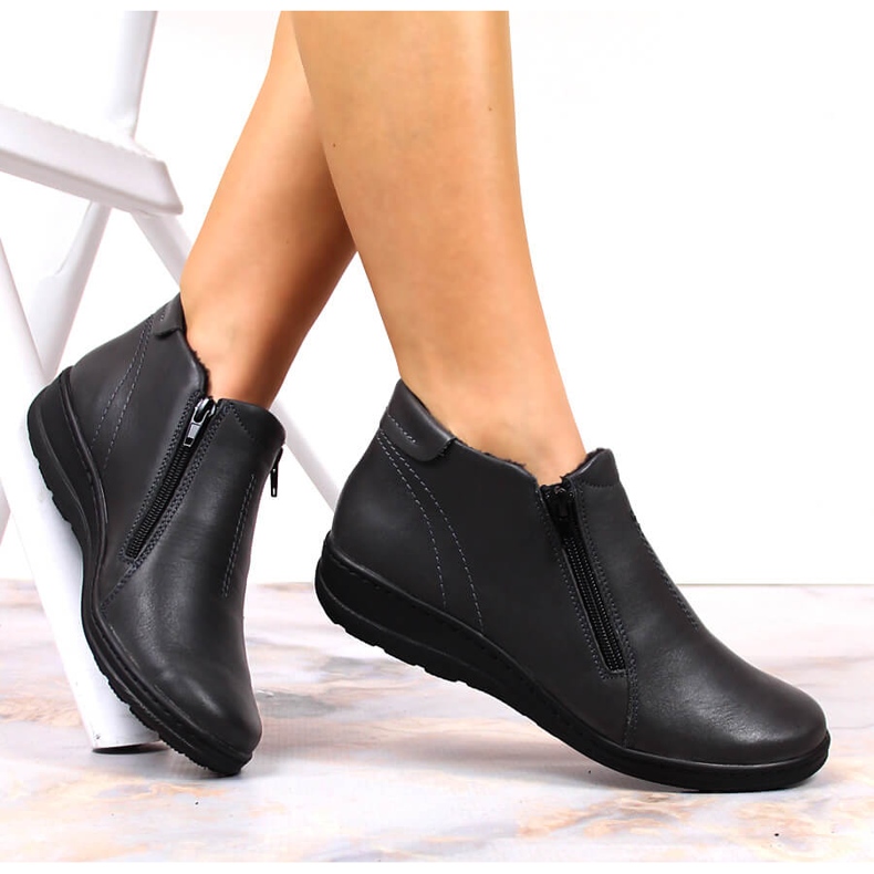 Cómodas botas de piel para mujer, gris cálido Helios 1 Cómodas botas de piel para mujer, gris cálido Helios 1