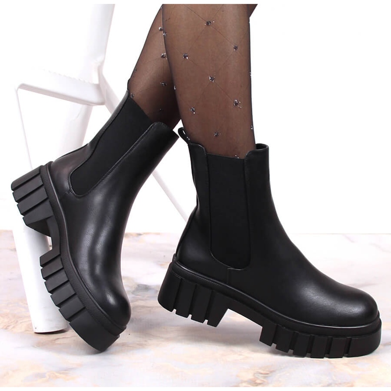 Botines Chelsea de mujer negros con plataforma, con aislamiento negro Sergio Leone 1