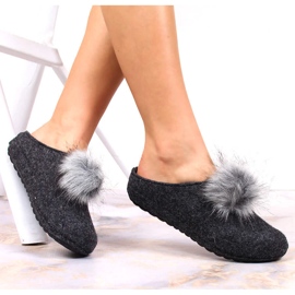 Cómodas zapatillas de estar por casa de mujer grises con pompón Panto Fino 2