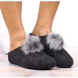 Cómodas zapatillas de estar por casa de mujer grises con pompón Panto Fino 3