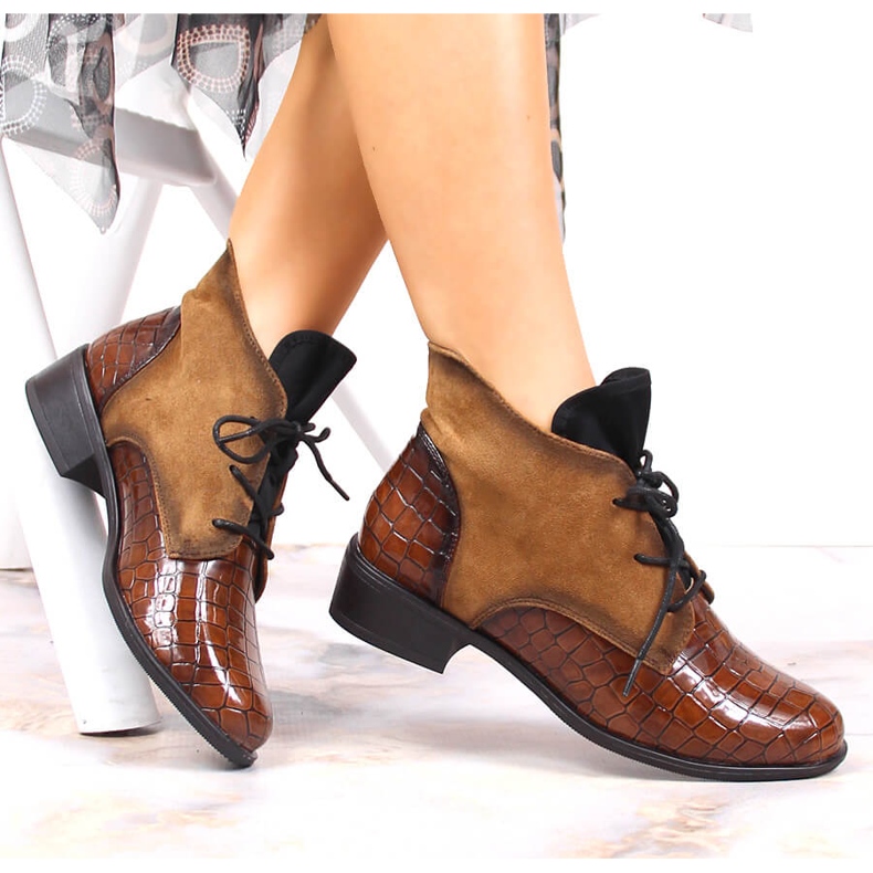 Botas Jezzi marrón cálido con cordones para mujer 1