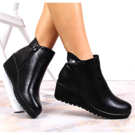 Negro Botas cuña mujer insuladas Jezzi 1