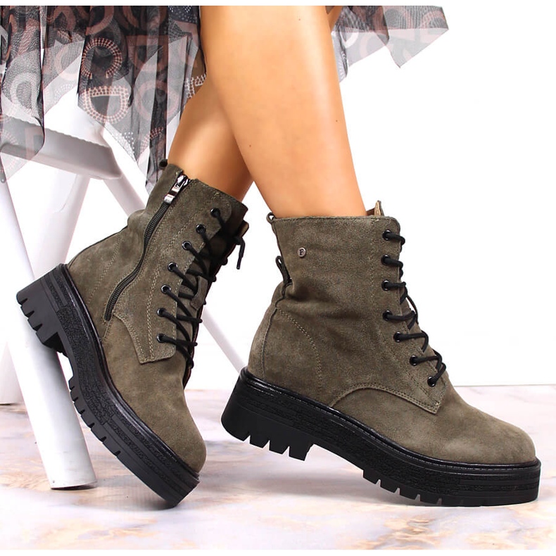 Botines Filippo insulados mujer piel ante kaki verde 1