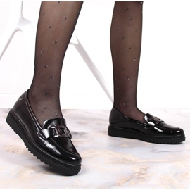 Mocasines de mujer lacados sobre plataforma negra Vinceza negro 4