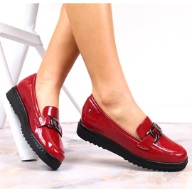 Mocasines de mujer lacados sobre plataforma roja Vinceza rojo 2
