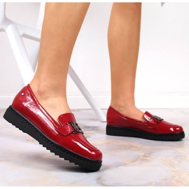 Mocasines de mujer lacados sobre plataforma roja Vinceza rojo 3