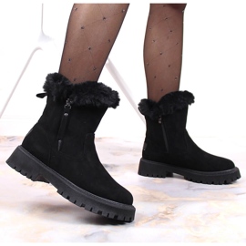 Botas de mujer Vinceza negras con pelo negro 2