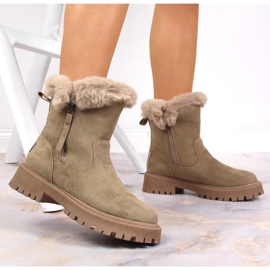 Botas de mujer Vinceza de ante con pelo beige 2