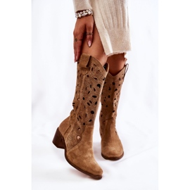 Botas Ante Calado Lewski Shoes 3170 Beige marrón 1