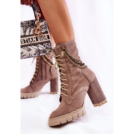 Botines De Ante Con Cordones Lewski Shoes 3244 / G Beige marrón 6