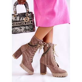 Botines De Ante Con Cordones Lewski Shoes 3244 / G Beige marrón 7