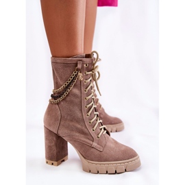 Botines De Ante Con Cordones Lewski Shoes 3244 / G Beige marrón 3