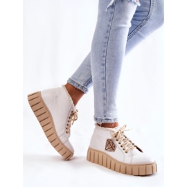 Zapatos Deportivos Cuero Atados Blanco Lewski Shoes 3252/N 5
