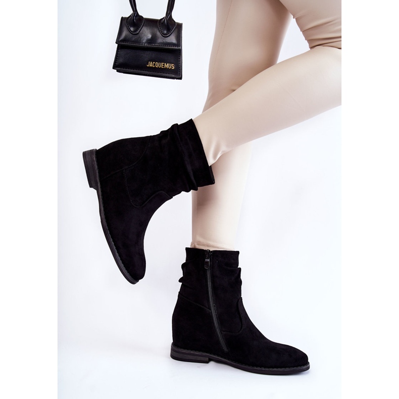 S.Barski Botas de gamuza de moda en una cuña oculta Black Finney negro 2