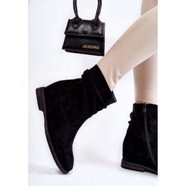 S.Barski Botas de gamuza de moda en una cuña oculta Black Finney negro 5