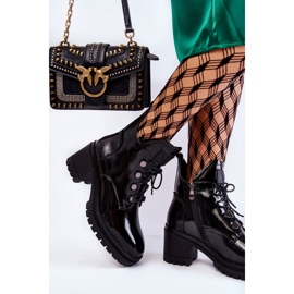 Vinceza Botas Lacadas Cálidas Con Cordones Negro Ragnhild 6
