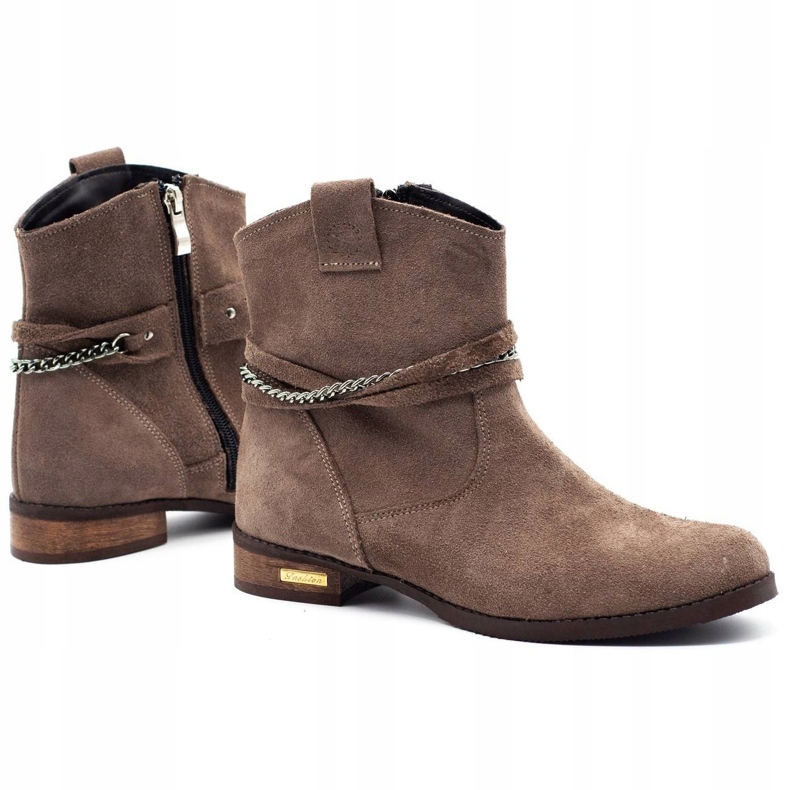 Olivier Botas térmicas de mujer con cadena Luna beige marrón 1