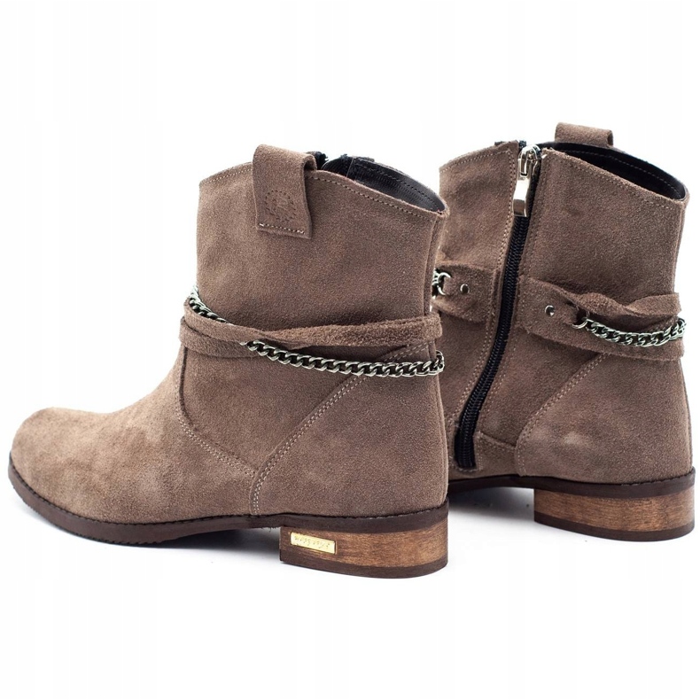 Olivier Botas térmicas de mujer con cadena Luna beige marrón 3