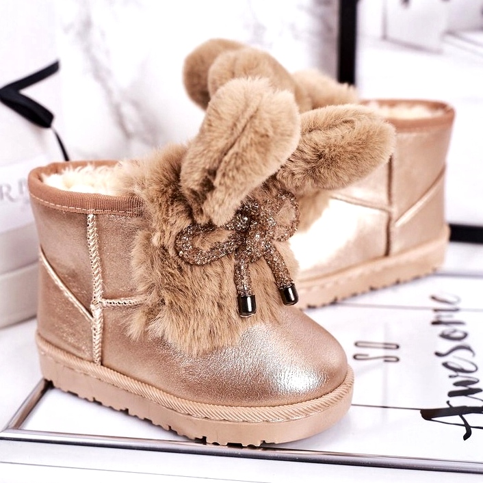 Botas De Nieve Cálidas Para Niños Con Pelo Con Orejas Pink Gold Bunny 20218-1H / 2H rosa dorado 3