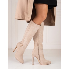 Botas beige de mujer con tacón de aguja Shelovet 2