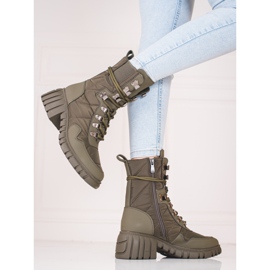 Botas con cordones para mujer en la plataforma Shelovet. verde 2