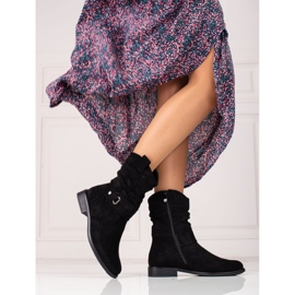 W. Potocki Botas de mujer negras con parte superior arrugada Potocki negro 2