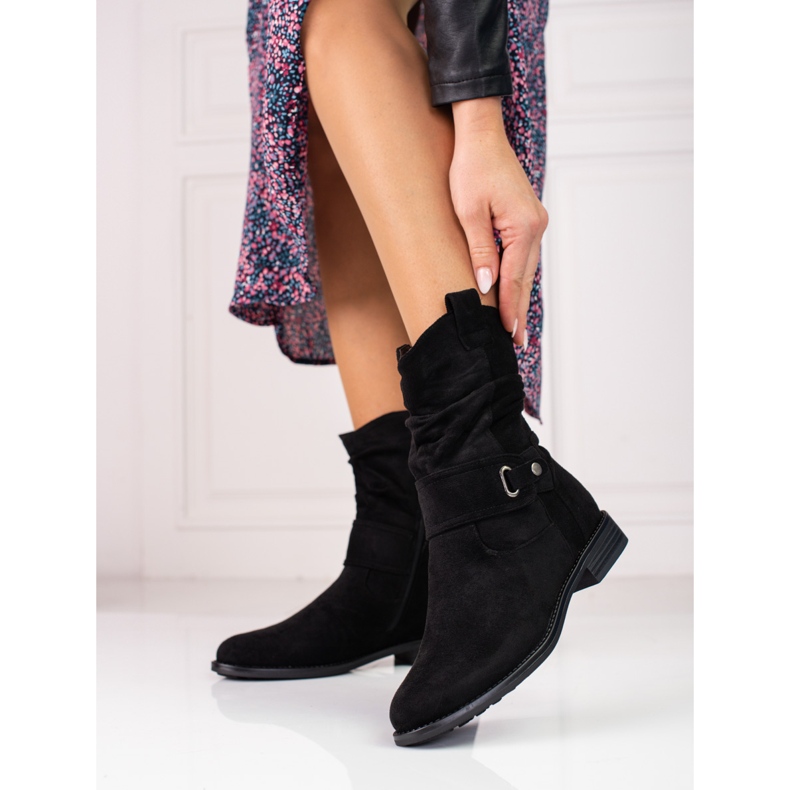 W. Potocki Botas de mujer negras con parte superior arrugada Potocki negro 1