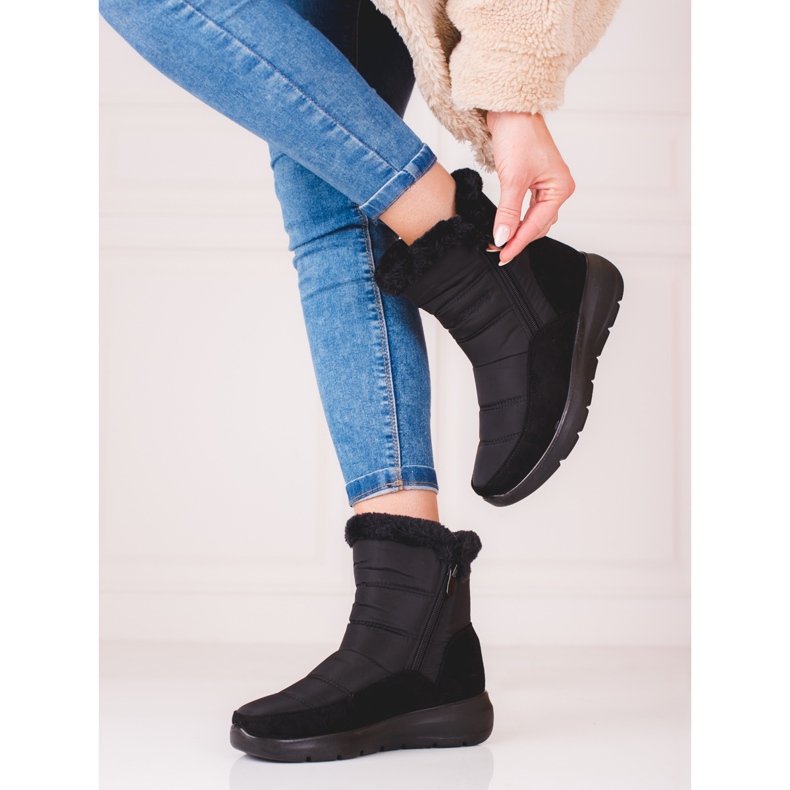 Botas Shelovet para mujer con aislamiento de piel negro 1