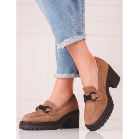 Mocasines mujer marrón Vinceza tacón 2