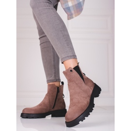 Botas Shelovet de mujer marrones fabricadas en ante ecológico marrón 2