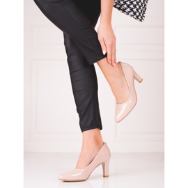 Zapatos de salón mujer Shelovet beige, lacados 2
