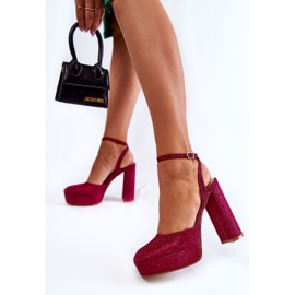 Sandalias Mujer Glitter En Tacón Rosa Oscuro Rosel rosado 3