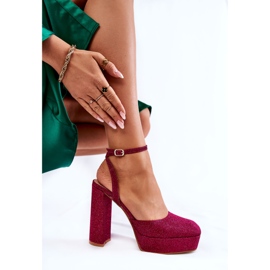 Sandalias Mujer Glitter En Tacón Rosa Oscuro Rosel rosado 5