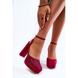 Sandalias Mujer Glitter En Tacón Rosa Oscuro Rosel rosado 1