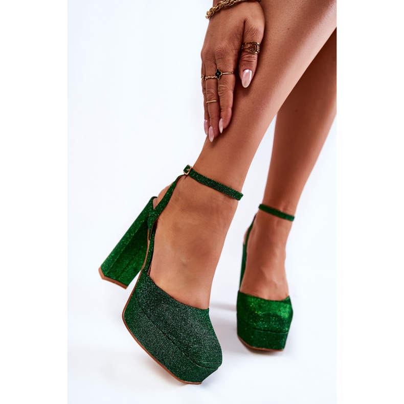 Sandalias Mujer Glitter En Tacón Verde Rosel 1 Sandalias Mujer Glitter En Tacón Verde Rosel 1