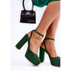 Sandalias Mujer Glitter En Tacón Verde Rosel 2 Sandalias Mujer Glitter En Tacón Verde Rosel 2