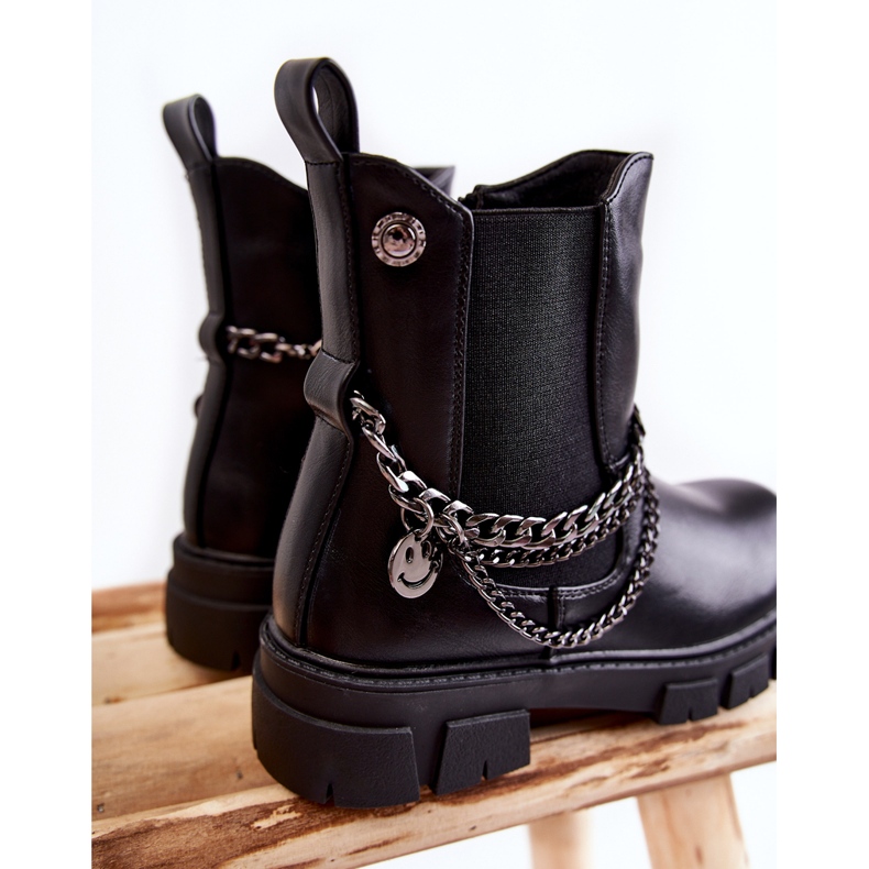Vinceza Botas Infantiles De Piel Con Aislamiento Negro Lise 1
