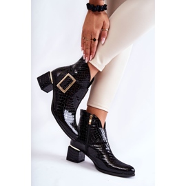 PA2 Botines Piel Cocodrilo Estampado Cremallera Negro Briana 2