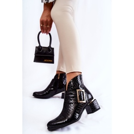 PA2 Botines Piel Cocodrilo Estampado Cremallera Negro Briana 5