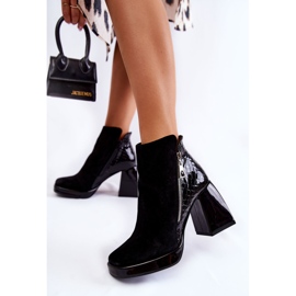Botas Ante Tacón Motivo Geométrico Negro Alienore 2