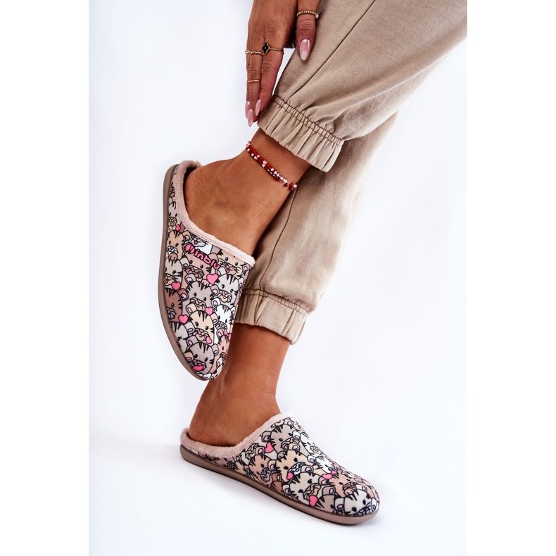 Pantuflas Caseras En Gatos Inblu GF-12-011 Beige marrón multicolor 2