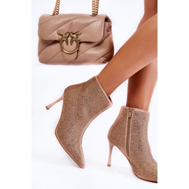 Botas De Mujer De Tacón Alto Con Strass Beige Oscuro Irma 3
