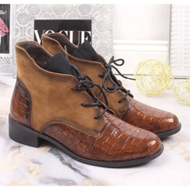 Botas Jezzi marrón cálido con cordones para mujer 4