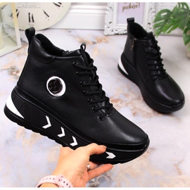 Negro Botas de mujer Filippo de piel negra con tacón de cuña 4