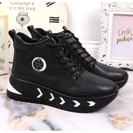 Negro Botas de mujer Filippo de piel negra con tacón de cuña 5
