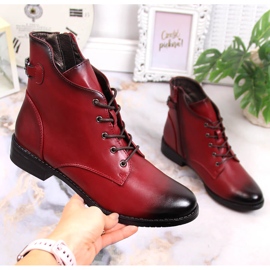 Botas de mujer con cordones y cremallera con aislamiento rojo Jezzi 4