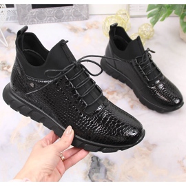 Botas sin cordones de croché negro lacado para mujer de Vinceza 4