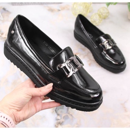 Mocasines de mujer lacados sobre plataforma negra Vinceza negro 5