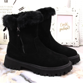 Botas de mujer Vinceza negras con pelo negro 5